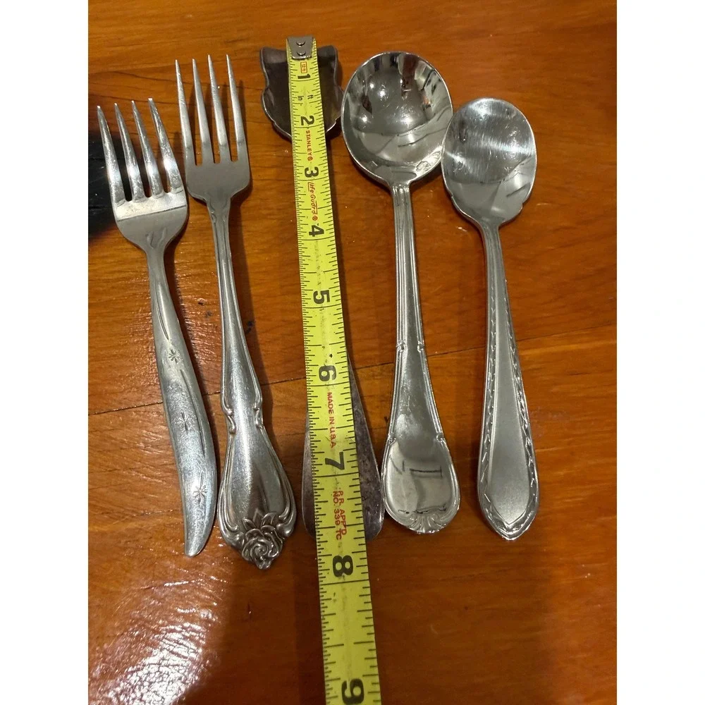 Vintage Mixed Silverplate Flatware Lot 5pc Mismatched Forks Spoons Spreader